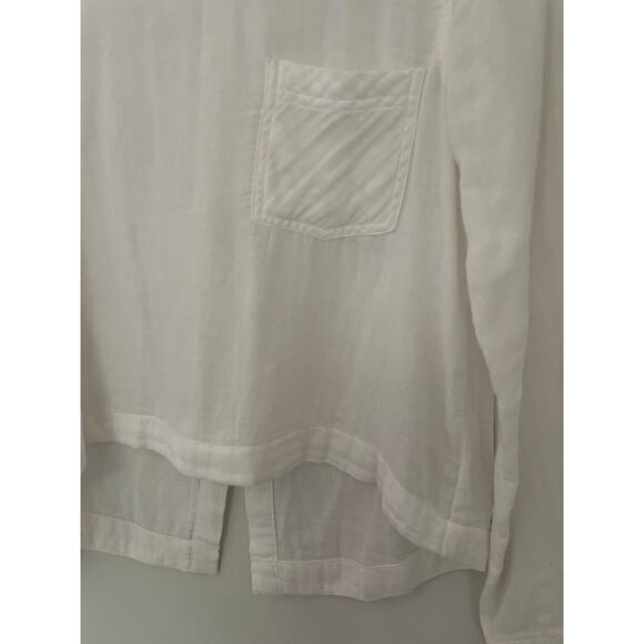Cloth & Stone White Split Back Top XS Long Sleeve Hi Low Shirt Minimalist - Picture 4 of 9